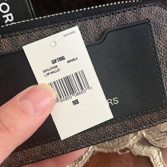 Michael Kors Logo L-Zip Around Mini Wallet- Black Canvas - Picture 5 of 5